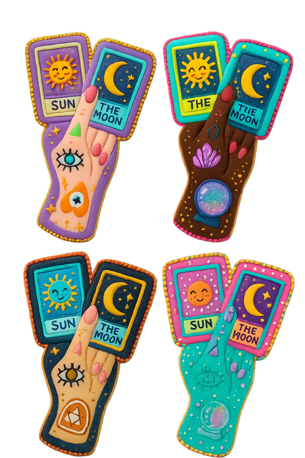 Tarot Hand with Sun & Moon Cards Cookie Cutter & Stamp 4x2.6" for Baking Clay