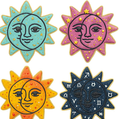 Mighty Gadget Celestial Sun and Moon Cookie Cutter & Stamp - 4x4" Heavenly Design for Lunar Celebrations (Random Color)