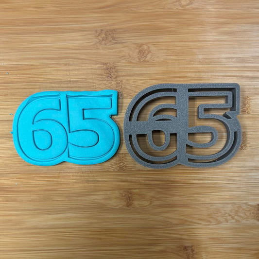 65 cookie cutter - Perfect for Milestone Celebrations (3x4.3") Made in the USA by Mighty Gadget
