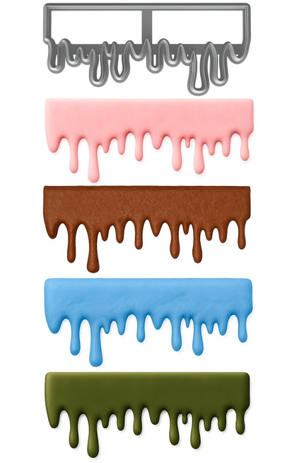Mighty Gadget Dripping Shape Fondant Cutter (Style 1) 6x2.51" Cake Drip Border & Icing Edge Mold (Random Color)
