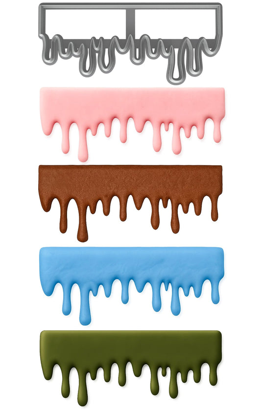 Mighty Gadget Dripping Shape Fondant Cutter (Style 1) 6x2.51" Cake Drip Border & Icing Edge Mold (Random Color)