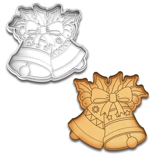 Holiday Jingle Bell Cookie Cutter & Stamp Set - 4.25x4.36 Inches, Perfect for Christmas and Festive Treats