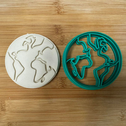 Earth Map Cookie Cutter – Geography and Travel Themed Baking Tool (3.5 x 3.5 inches)
