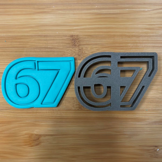 67 cookie cutter - Perfect for Milestone Celebrations (3x4.3") Made in the USA by Mighty Gadget