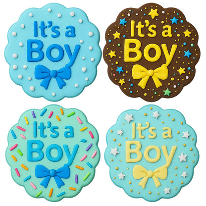 Mighty Gadget It's a Boy with Bow Cookie Cutter & Stamp - 4x4" Sweet Celebration for Baby Showers (Random Color)