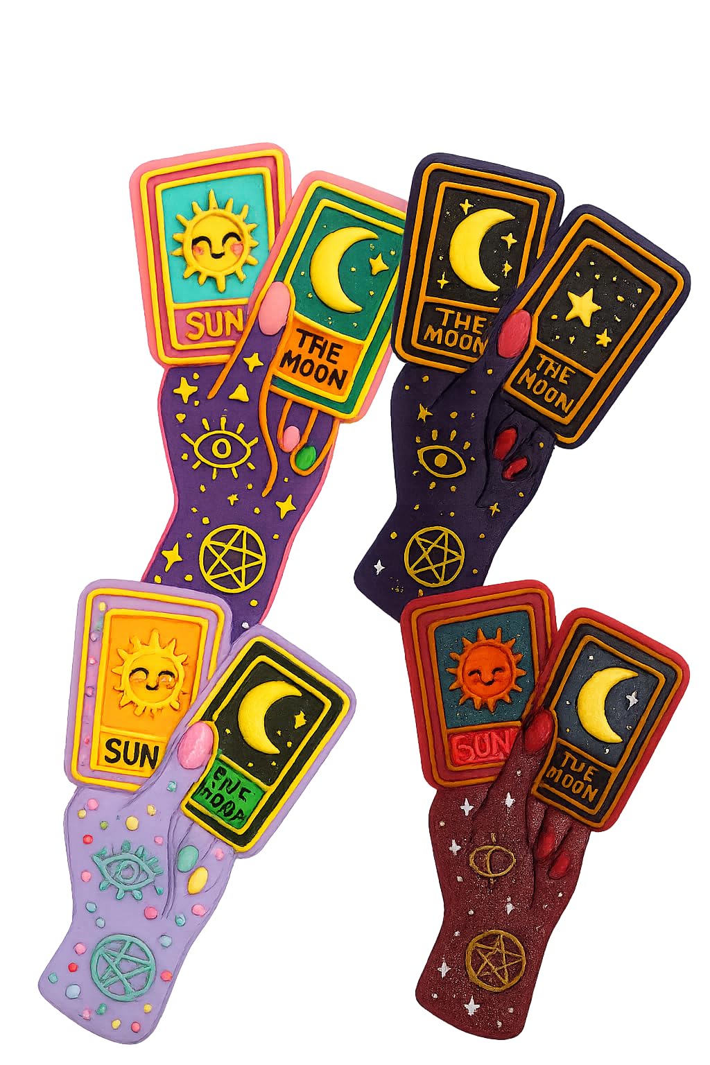 Tarot Hand with Sun & Moon Cards Cookie Cutter & Stamp 4x2.6" for Baking Clay