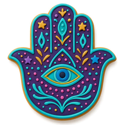 Mystic Hamsa Cookie Cutter with Evil Eye Design - 4x3.72", Spiritual Symbol for Cookies, Fondant & Crafts (Random Color)