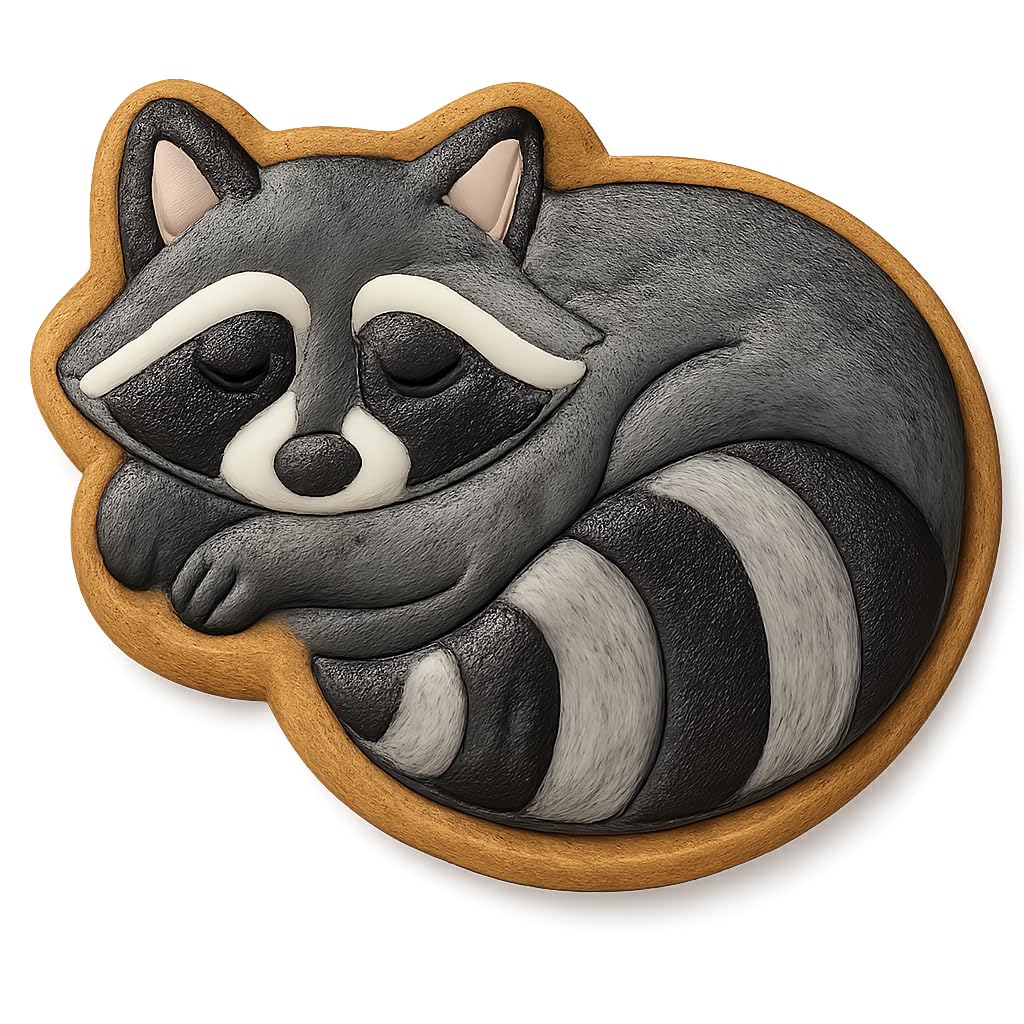 Resting Raccoon Cookie Cutter 345 Style - 4x3.3" Fun Kitchen Baking Tool