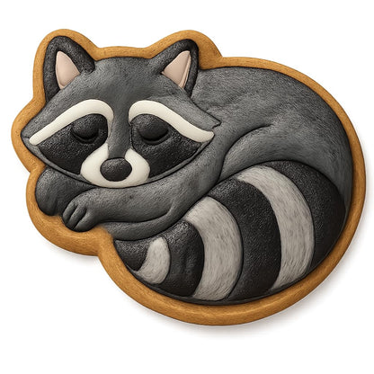 Resting Raccoon Cookie Cutter 345 Style - 4x3.3" Fun Kitchen Baking Tool