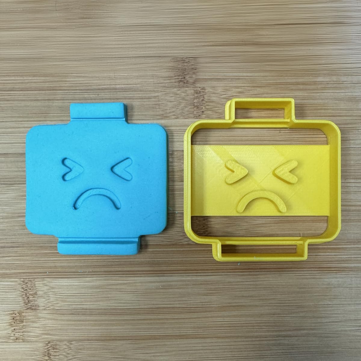 Detailed Toy Block Head Cookie Cutter (Frustrated Face) - 3.5x3.3"