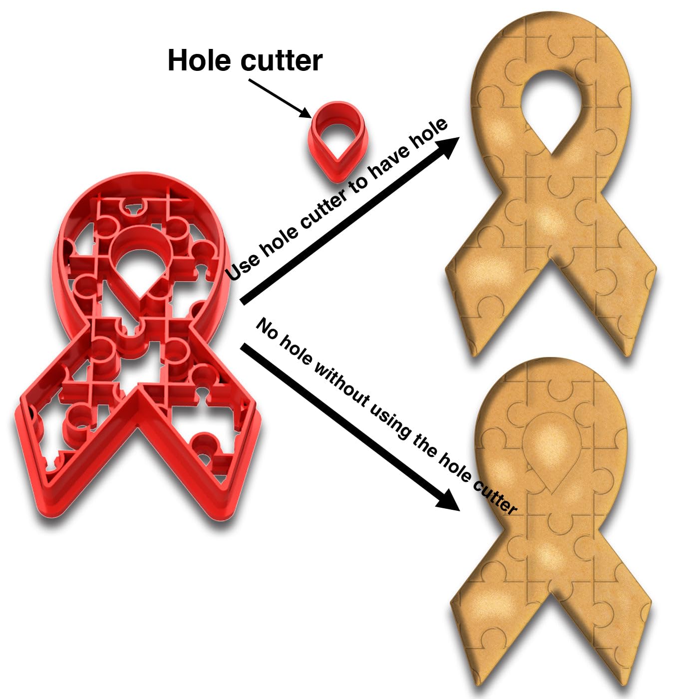 Autism Awareness Ribbon Cookie Cutter (4.5x2.75") - Symbol of Support