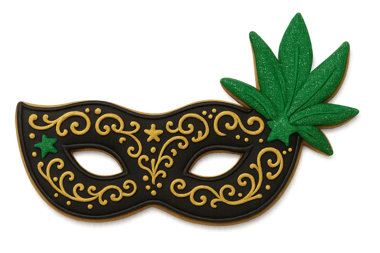 Mighty Gadget Mardi Gras Masquerade Mask Cookie Cutter (Green) - 5.5x3.5 Inches, Festive Carnival Baking Tool for Party Treats