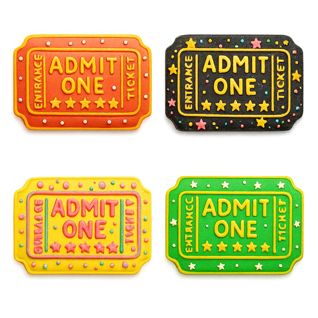 Admit One Ticket Cookie Cutter & Stamp 4x2.4" for Baking Fondant Clay Embosser