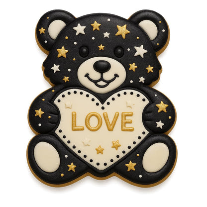 Mighty Gadget Teddy Bear Holding Heart Cookie Cutter & Stamp - 4x3.18", Cute Love-Themed Baking Tool (Random Color)