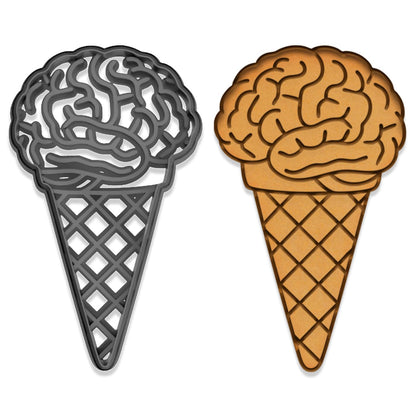 Brain Freeze Ice Cream Cookie Cutter - 4x2.27", Unique Halloween or Science-Themed Treat Mold (Random Color)