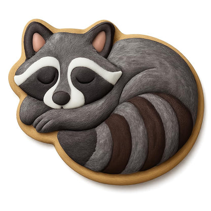 Resting Raccoon Cookie Cutter 345 Style - 4x3.3" Fun Kitchen Baking Tool