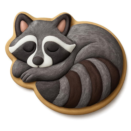 Resting Raccoon Cookie Cutter 345 Style - 4x3.3" Fun Kitchen Baking Tool