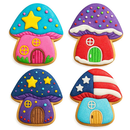 Mighty Gadget Fairy Mushroom House Cookie Cutter & Stamp - 4x3.6" Enchanted Design for Magical Baking (Random Color)