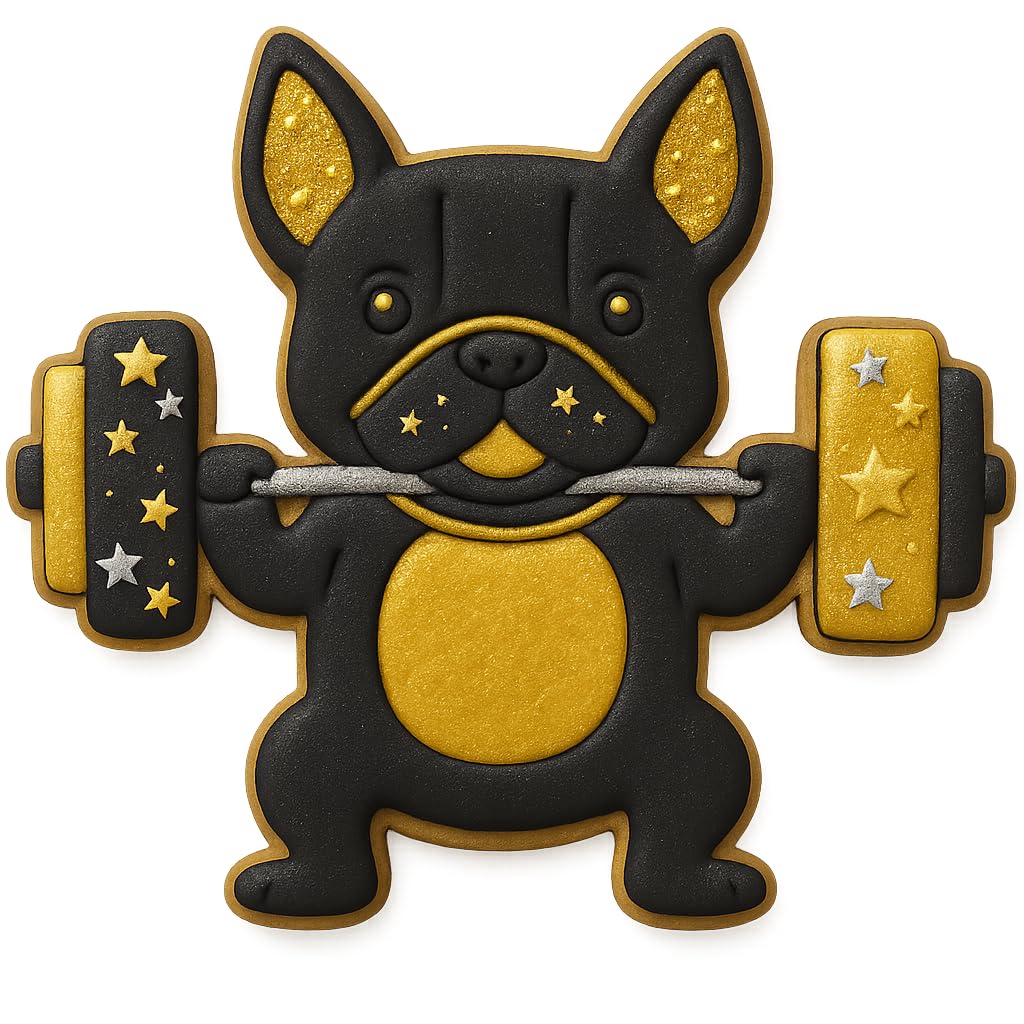 Bulldog Weightlifting Cookie Cutter & Stamp - 4x3.39", Fitness & Gym-Themed Baking Mold (Random Color)