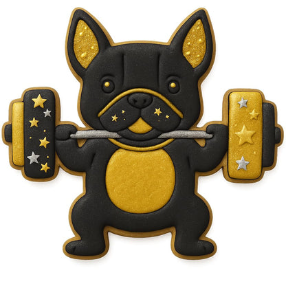 Bulldog Weightlifting Cookie Cutter & Stamp - 4x3.39", Fitness & Gym-Themed Baking Mold (Random Color)