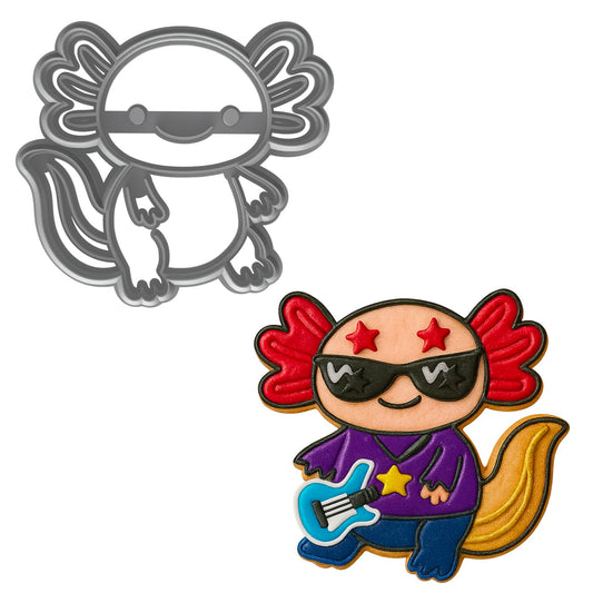 Mighty Gadget Kawaii Axolotl Cookie Cutter & Stamp - 4x3.58" Delightful Shape for Kids Baking (Random Color)