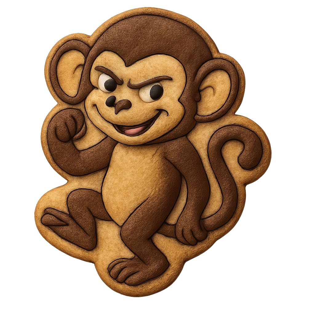 Mischievous Monkey Cookie Cutter - 4x3.1" Fun Baking Kitchen Design