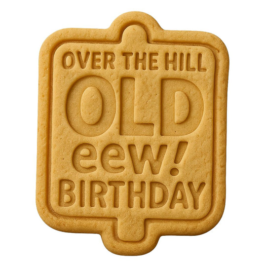Mighty Gadget Over the Hill Novelty Cookie Cutter & Stamp - 4x3.2" Humorous Shape for Celebration Baking (Random Color)