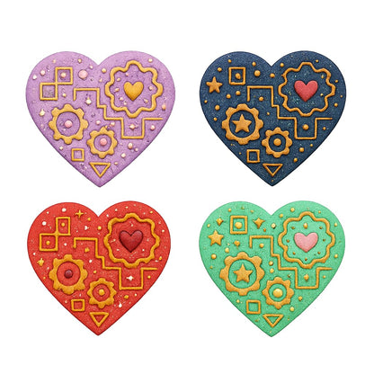 Steampunk Heart with Gears Cookie Cutter & Stamp 4x3.7" for Baking Fondant Clay