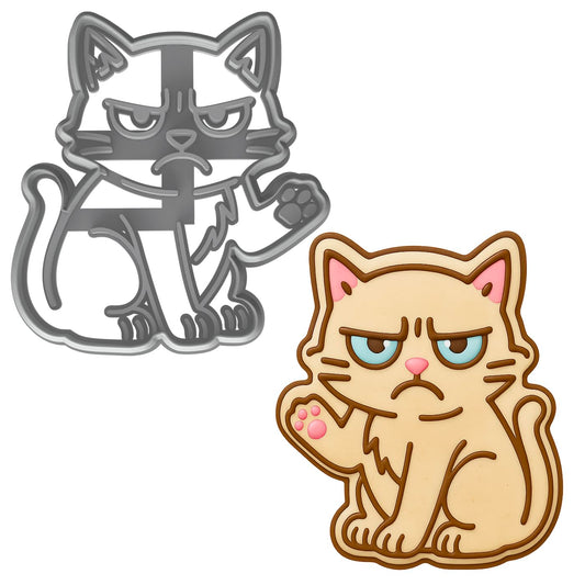 Mighty Gadget Street Cat Cookie Cutter & Stamp - 4x3.69" "Fun Shape" for Kids Baking (Random Color)