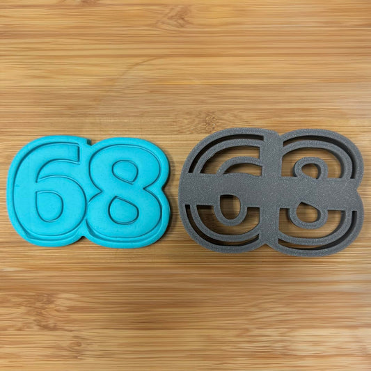 68 cookie cutter - Perfect for Milestone Celebrations (3x4.5") Made in the USA by Mighty Gadget