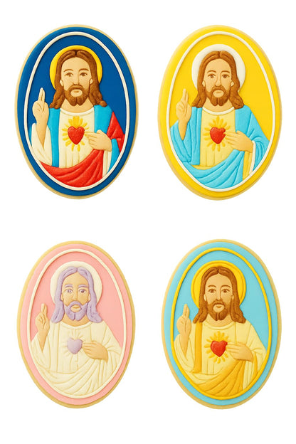 Mighty Gadget Holy Jesus Cookie Cutter & Stamp - 4x3" Blessed Image for Faith-Based Treats (Random Color)
