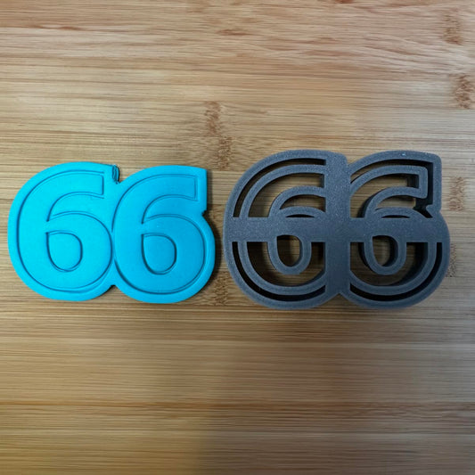 66 cookie cutter - Perfect for Milestone Celebrations (3x4.4") Made in the USA by Mighty Gadget