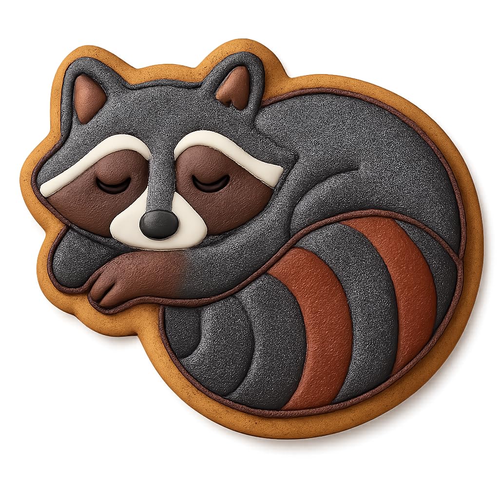 Resting Raccoon Cookie Cutter 345 Style - 4x3.3" Fun Kitchen Baking Tool