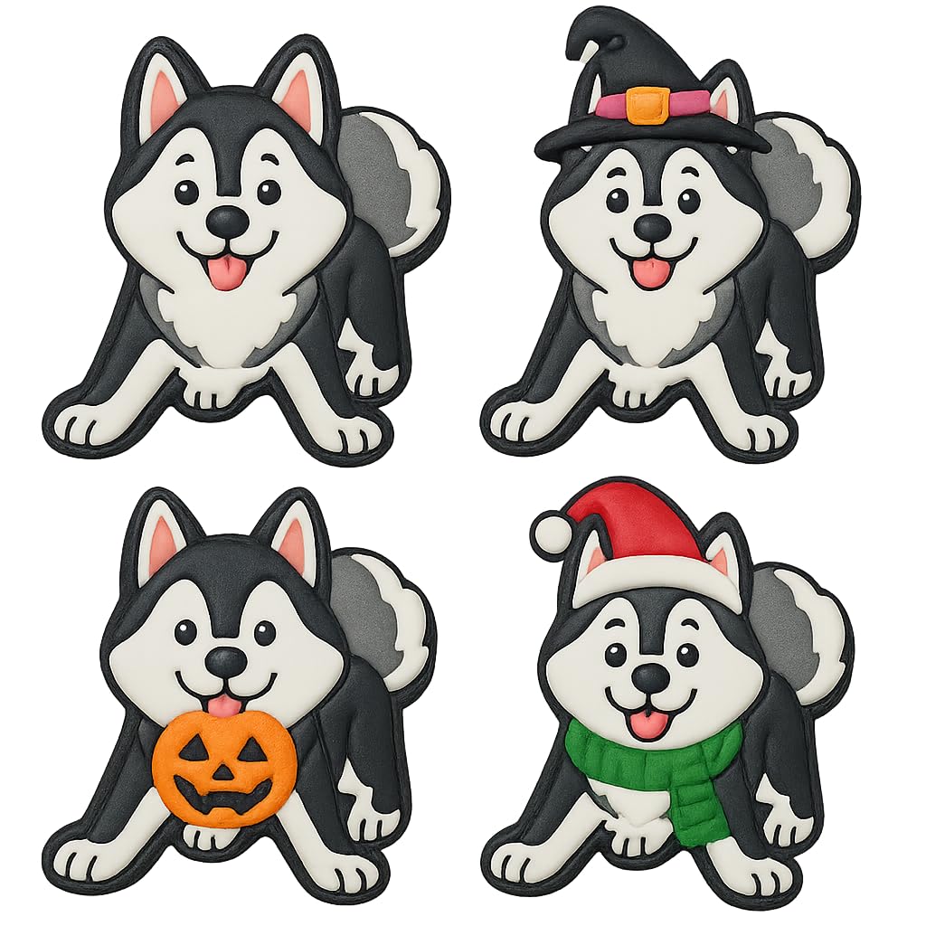 Playful Husky Cookie Cutter & Stamp 4x3.62" for Baking & Fondant Clay Embosser
