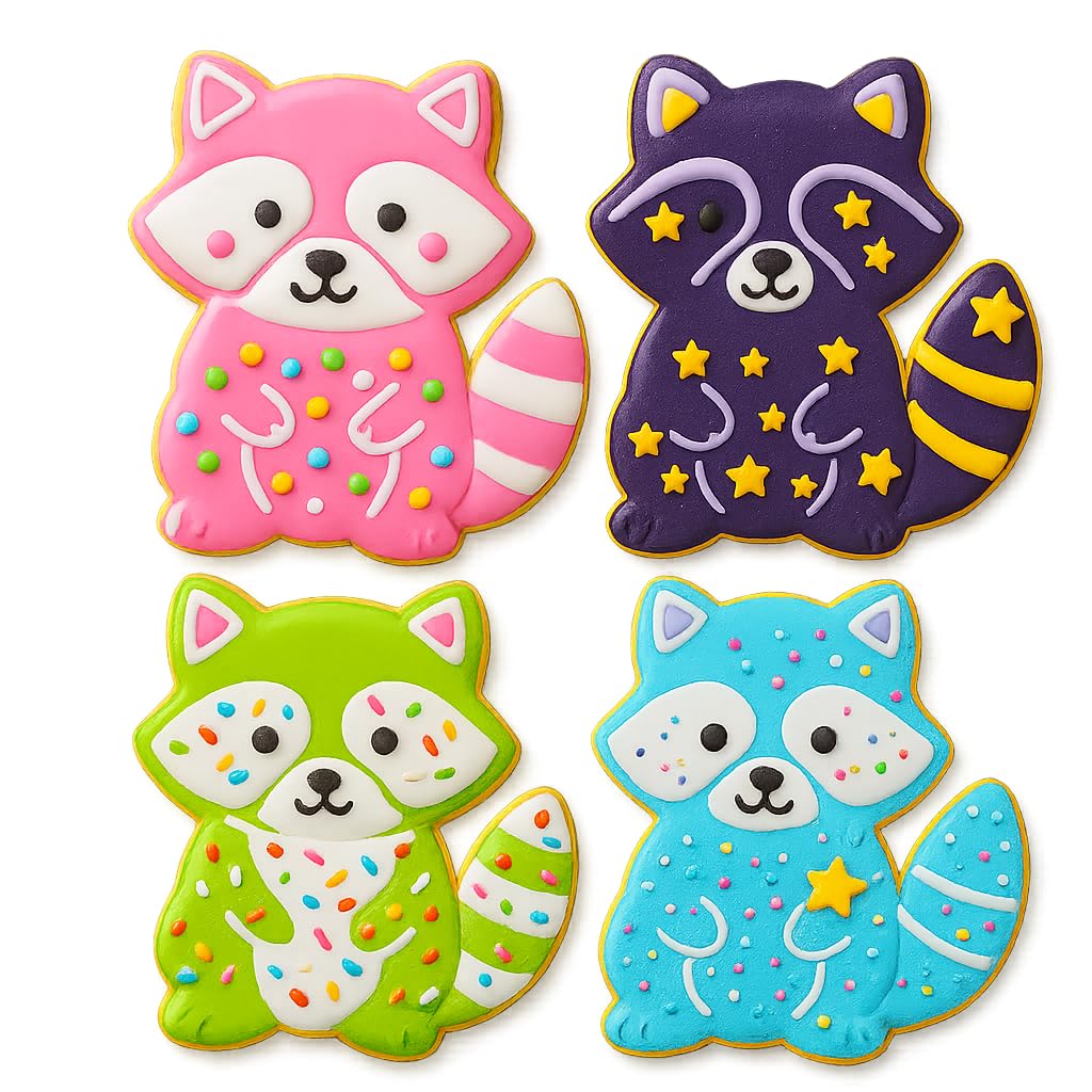 Mighty Gadget Raccoon Cookie Cutter & Stamp - 4x3.79" Charming Wildlife Shape for Forest-Themed Baking (Random Color)