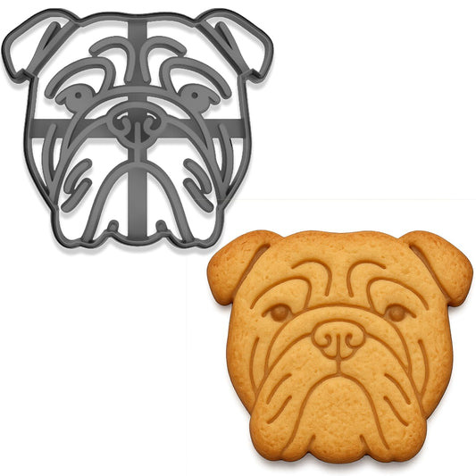 Bulldog Face Cookie Cutter & Stamp - 4x3.5 Inches, Realistic Dog Lover Baking Tool (Random Color)