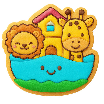 Kawaii Noah's Ark Cookie Cutter - 4x3.8" Fun Animal Birthday Baking