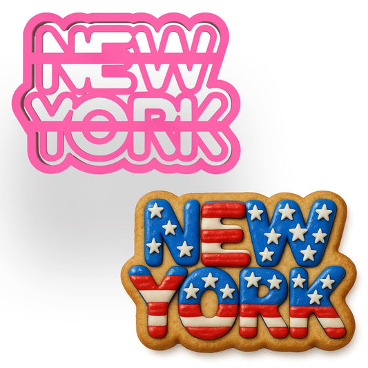 New York Word Cookie Cutter – 4x2.76" City Name Design for NYC-Themed Baking & Gifts (Random Color)