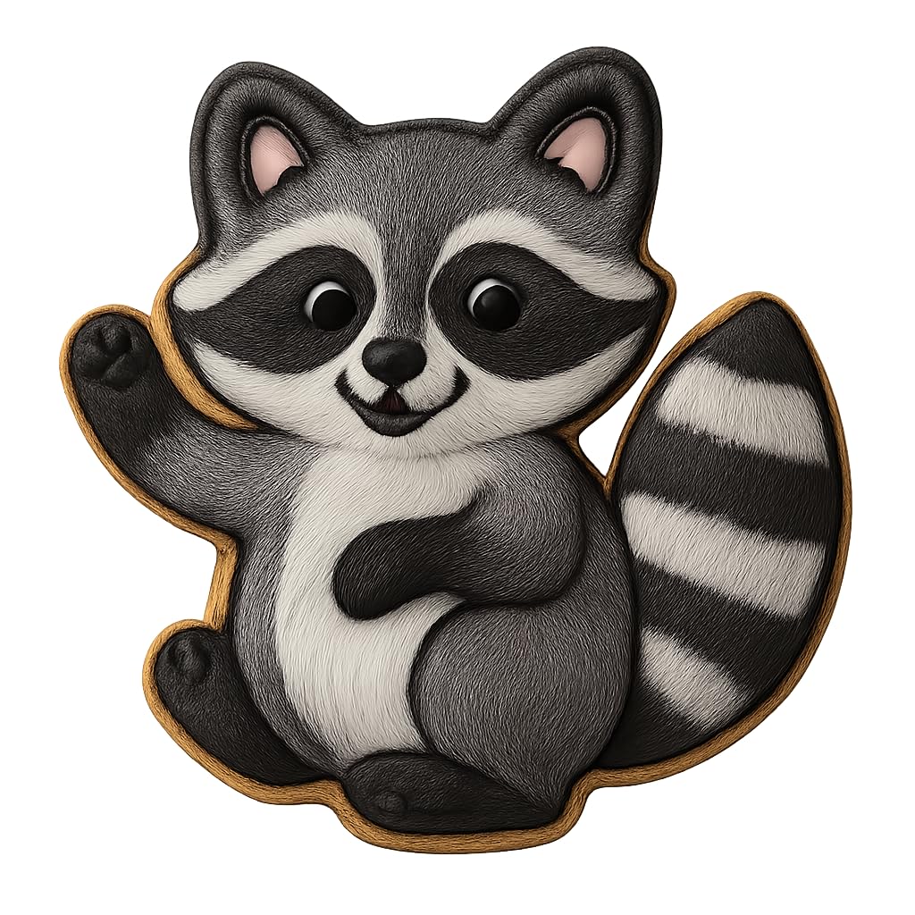 Playful Raccoon Cookie Cutter - 4x3.5" Creative Baking Fun Design