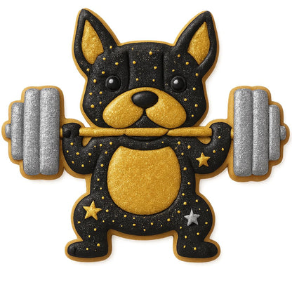 Bulldog Weightlifting Cookie Cutter & Stamp - 4x3.39", Fitness & Gym-Themed Baking Mold (Random Color)