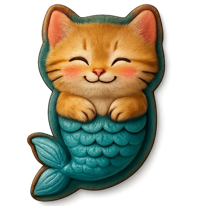 Mermaid Kitten Cookie Cutter - 4x2.5" Fun Creative Baking Design
