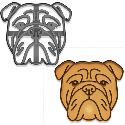 Bulldog Face Cookie Cutter & Stamp - 4x3.5 Inches, Realistic Dog Lover Baking Tool (Random Color)
