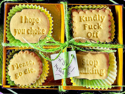 4PCS Funny Cookie Moulds Set for Baking,Cookie Molds with Rude Sayings Cuss Words, Cookie Cutters Form with Fun and Irreverent Phrases, Cookie Molds with Wish Words