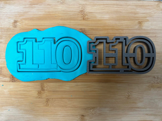 110 cookie cutter - Perfect for Milestone Celebrations (3x6") Made in the USA by Mighty Gadget