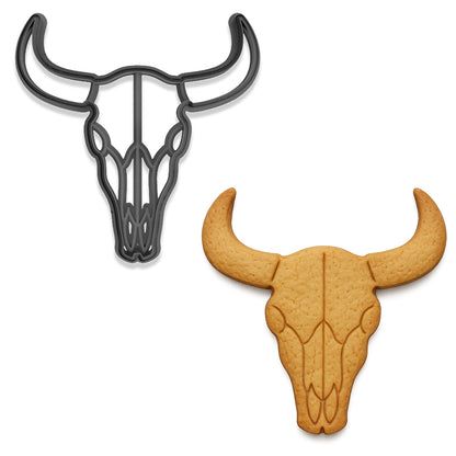 Western Cattle Skull Cookie Cutter & Stamp 4x3.9" for Baking & Fondant Clay