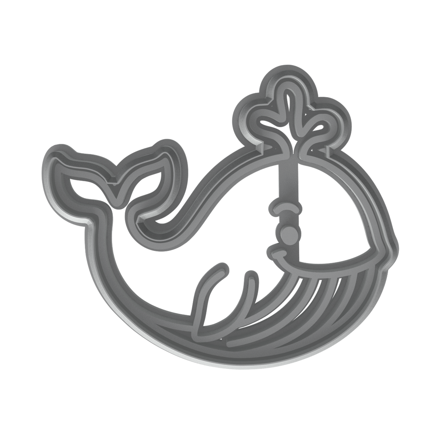 Humpback Whale Cookie Cutter & Stamp 4x2.8" for Baking & Fondant Clay Embosser