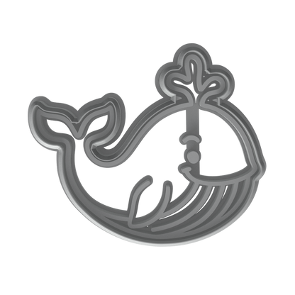 Humpback Whale Cookie Cutter & Stamp 4x2.8" for Baking & Fondant Clay Embosser