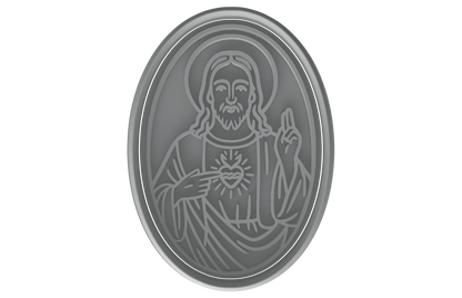 Holy Jesus Cookie Cutter & Stamp 4x3" for Baking & Fondant Clay Embosser Gifts